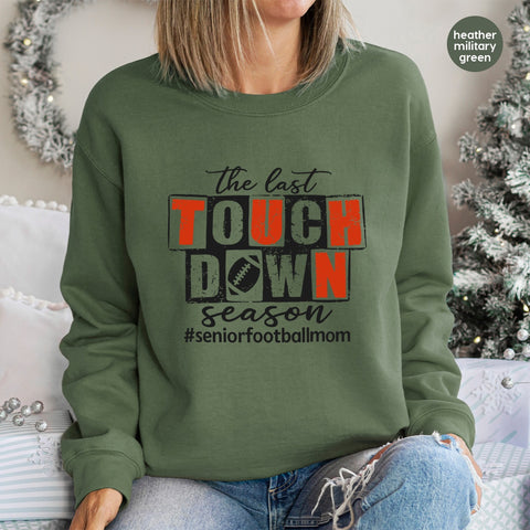 Senior Football Mom DTF Transfer - Rustic Family Milestone Iron-On, Last Touchdown Ready To Press for Apparel