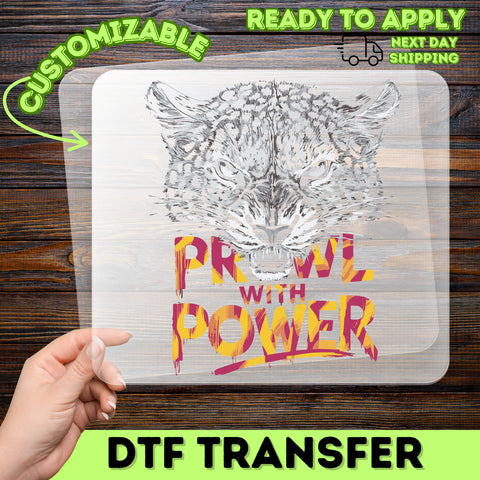 Empowering Leopard Iron-On DTF Transfer for Strong Team Spirit Apparel - Bold Animal Gym & Fitness Motivational Shirt