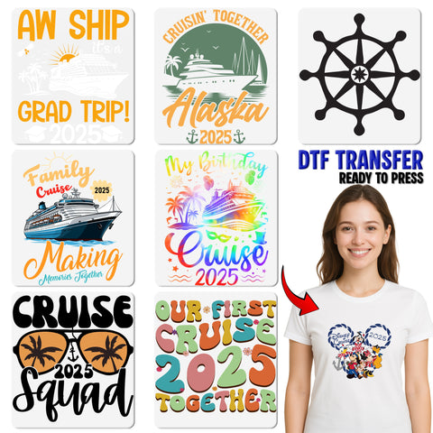 Vibrant Graduation Cruise Squad DTF Transfer | Ready To Press Tropical Travel T-Shirt for Graduate Group Celebration