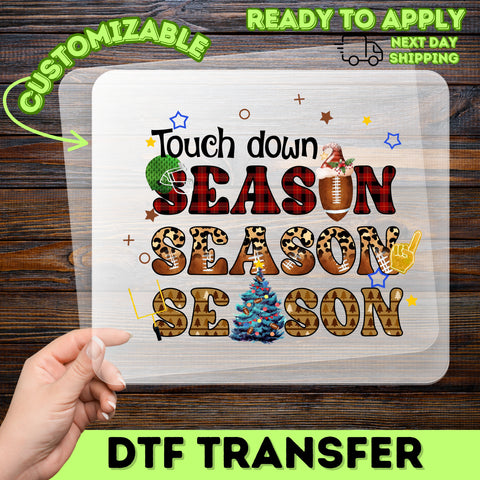 Festive Football & Christmas DTF Transfer, Cute Holiday Season Shirt Iron-On, Ready to Press for Family Gatherings & Fans