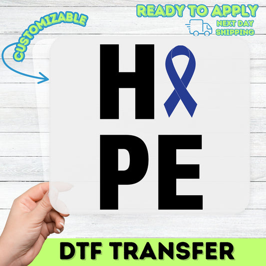 Support & Solidarity DTF Transfer Iron-On Blue Ribbon Awareness Apparel Family & Healthcare Gift Charity Event T-Shirt Ready to Press
