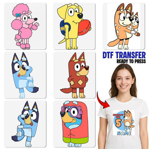 Cute Cartoon Dog Superhero DTF Transfer, Ready To Press Kids Birthday T-shirt, Fun Children's Costume Day Apparel