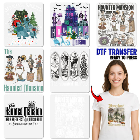 Disneyland Halloween DTF Transfer Spooky Ghost Theme Iron-On Ready To Press Shirt for Disney Enthusiasts & Family