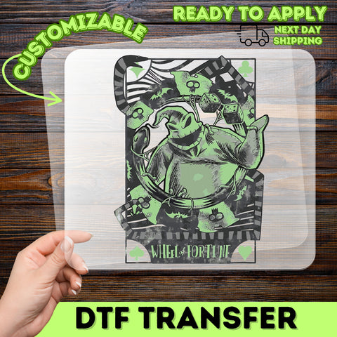 Iron-On Spooky Halloween Oogie Boogie DTF Transfer for Shirts | Funny Wheel of Fortune Design | Gothic Dark Fantasy Apparel
