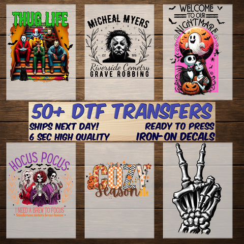 Retro Halloween Horror Movie Character DTF Transfer for Spooky T-Shirt or Sweater - Perfect for Adult Halloween Enthusiasts