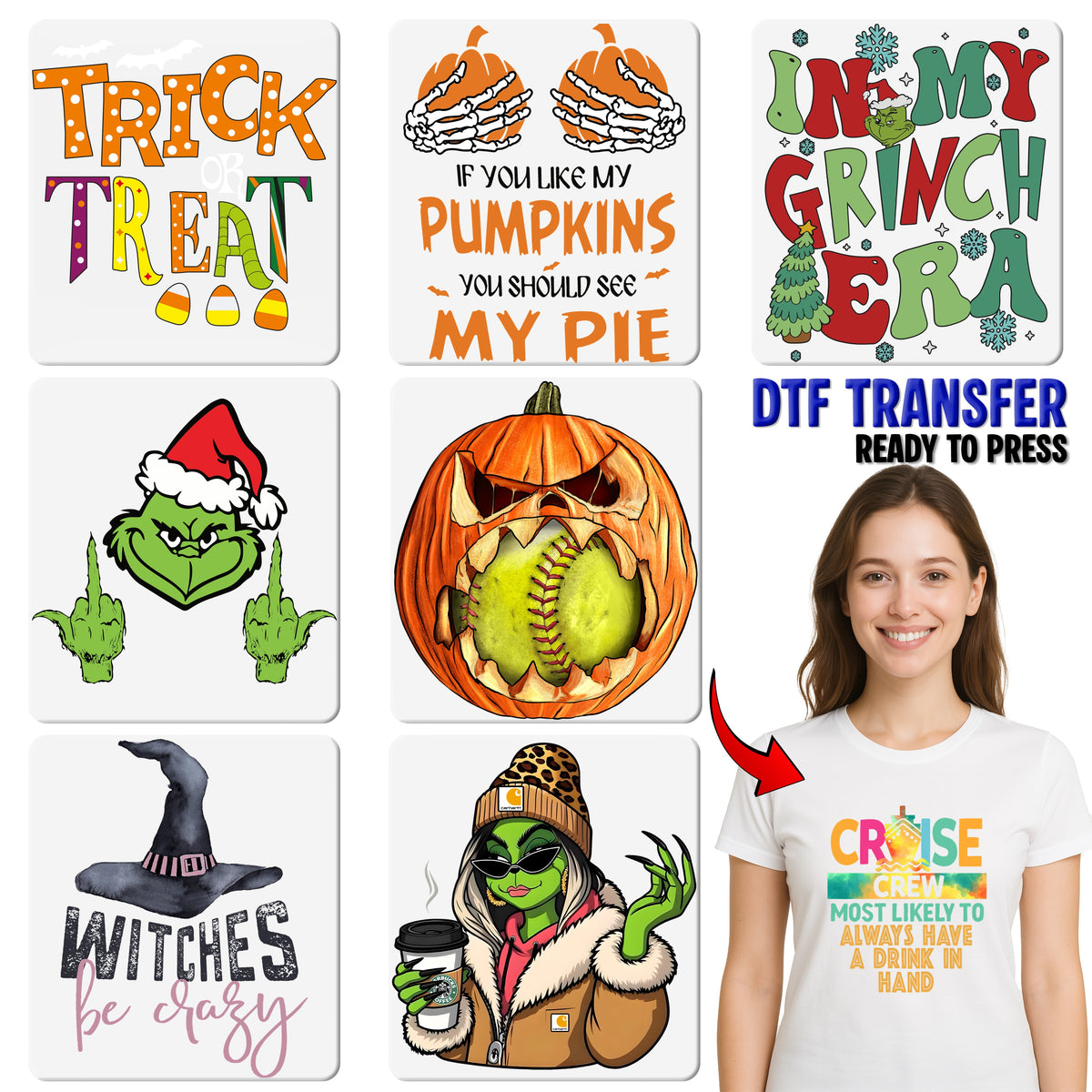 Halloween Cruise DTF Transfer | Ghostly Crew Shirt Design | Cute Nautical Iron-On for Group Halloween Party