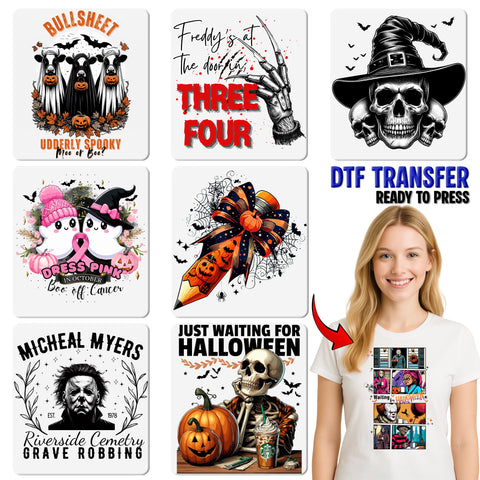 Funny Halloween Jack-o’-Lantern Pumpkin DTF Transfer, Coffee Humor Iron-On Design for Shirts & Hoodies, Spooky Witchcraft Apparel for Coffee Lovers