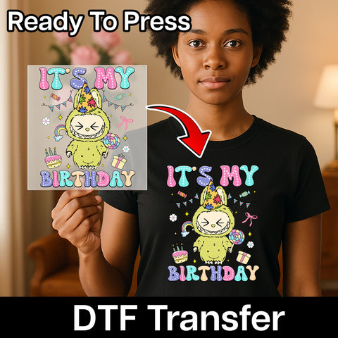 Cute Birthday Party Character DTF Transfer for Kids T-shirts - Ready to Press Happy Celebration & Iron-On