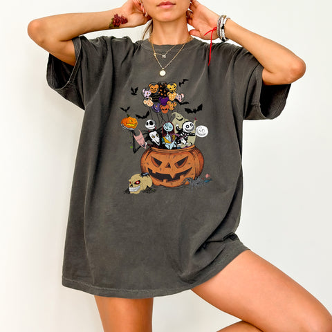 Iron-On Gothic Pumpkin Halloween DTF Transfer Nightmare Inspired Spooky Shirt Ready To Press Family Group Apparel