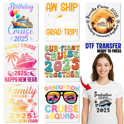 Magical Cruise Adventure 2025 DTF Transfer Cute Sailor Theme Iron On for Family & Group Apparel