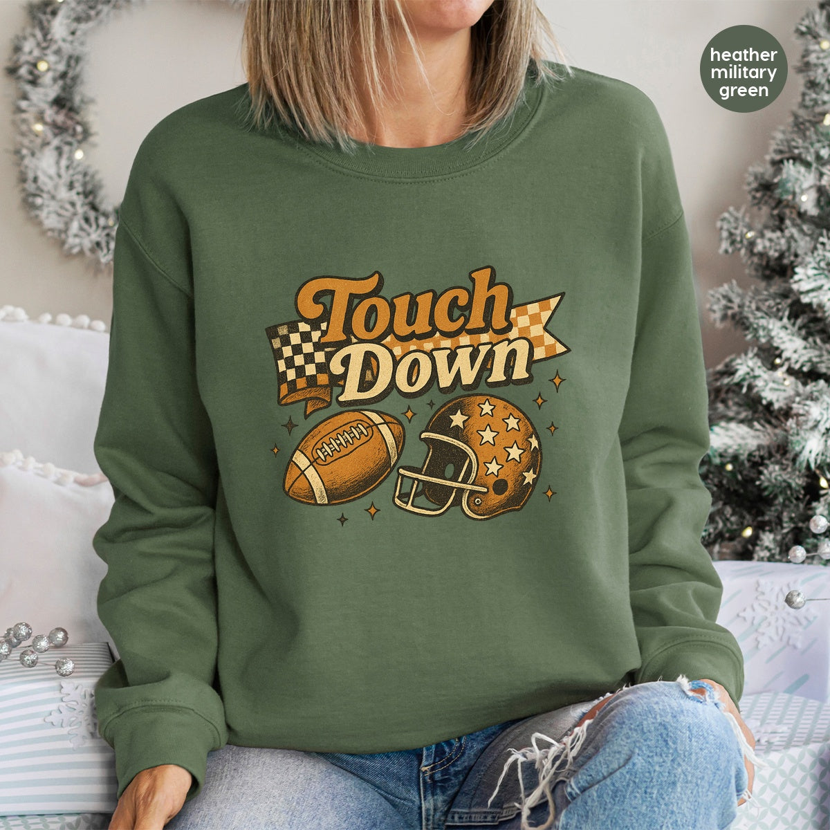 Retro Touchdown Football Celebration DTF Transfer for Game Day T-shirt, Ready To Press Vintage Sports Fan Apparel, Fun Tailgate Party Gift