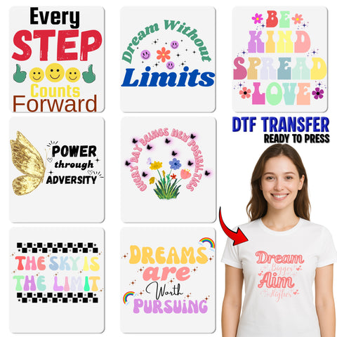 Retro Flower & Rainbow Inspirational DTF Transfer for Group Apparel - Dare to be Different Motivational Shirt Design