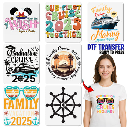 Retirement Cruise 2025 DTF Transfer - Nautical Fun & Celebratory Iron-On Design for T-Shirt, Perfect Gift for Retiree Parties & Sailors