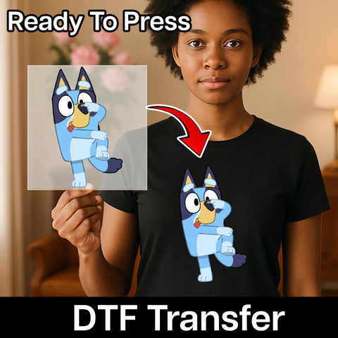 Cute Cartoon Dog Dance Iron-On DTF Transfer for Family Fun Apparel, Kids Party Ready to Press T-Shirt Decor