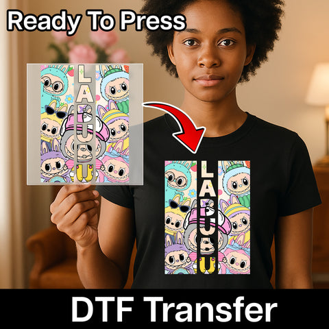 Cute Cartoon Animal DTF Transfer for Kids Apparel - Ready To Press Iron-On Design for Fun Family Events & Parties