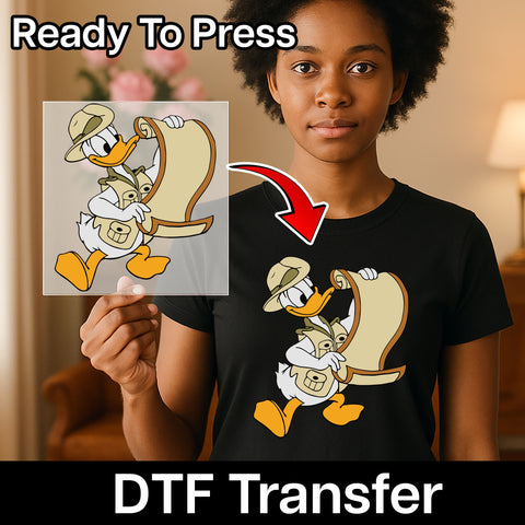 Adventure Explorer Cute Cartoon DTF Transfer Ready To Press T-shirt Travel Enthusiast Apparel Fun Gift