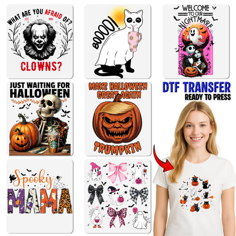 Funny Halloween Skeletons Hocus Pocus DTF Transfer for Women Shirt & Witchy Coffee Lover Iron-On Ready to Press Apparel