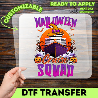 Iron-On Halloween Cruise Squad DTF Transfer - Funny & Festive Witch Character Ready To Press for T-shirts & Hoodies - Group Apparel