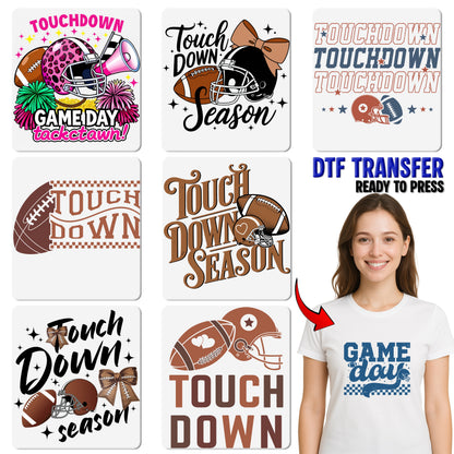 Touchdown Season Retro Football DTF Transfer for Game Day Shirts & Hoodies – Ready to Press Iron-On for Football Fans
