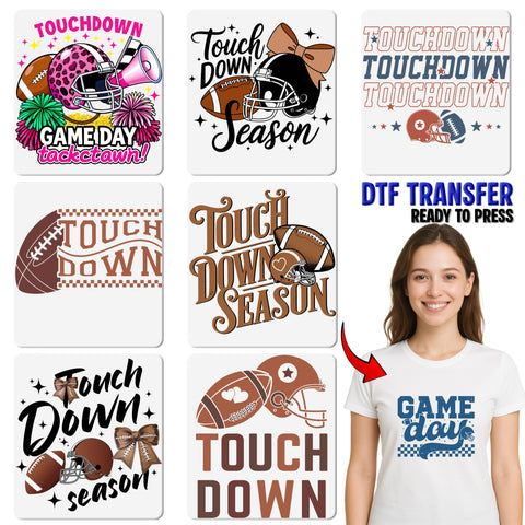 Touchdown Season Retro Football DTF Transfer for Game Day Shirts & Hoodies – Ready to Press Iron-On for Football Fans