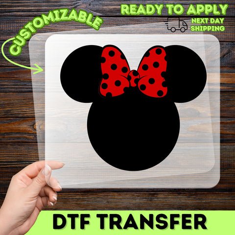 Cute Retro Cartoon Red Bow DTF Transfer for Family Shirts, Ready To Press, Iron-On for Theme Park & Friends Reunions