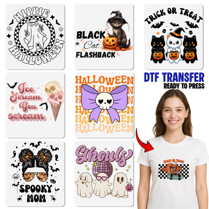 Cute Halloween Gnomes DTF Transfer, Funny Pumpkin Ghost Grim Reaper Iron-On, Ready To Press T-Shirt Design for Families