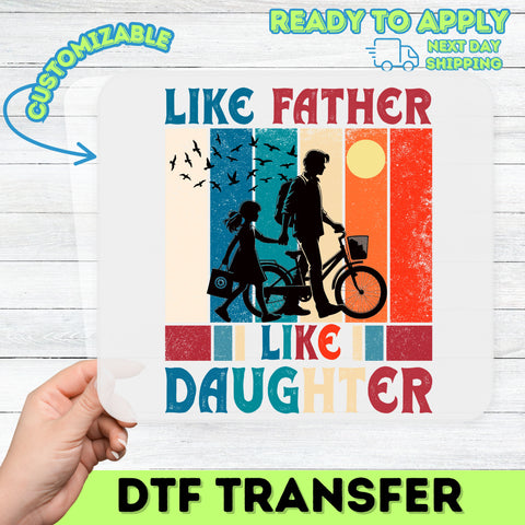 Father Daughter Retro DTF Transfer for T-Shirt Nostalgic Family Iron-On, Ready to Press Vintage Father's Day Apparel Gift
