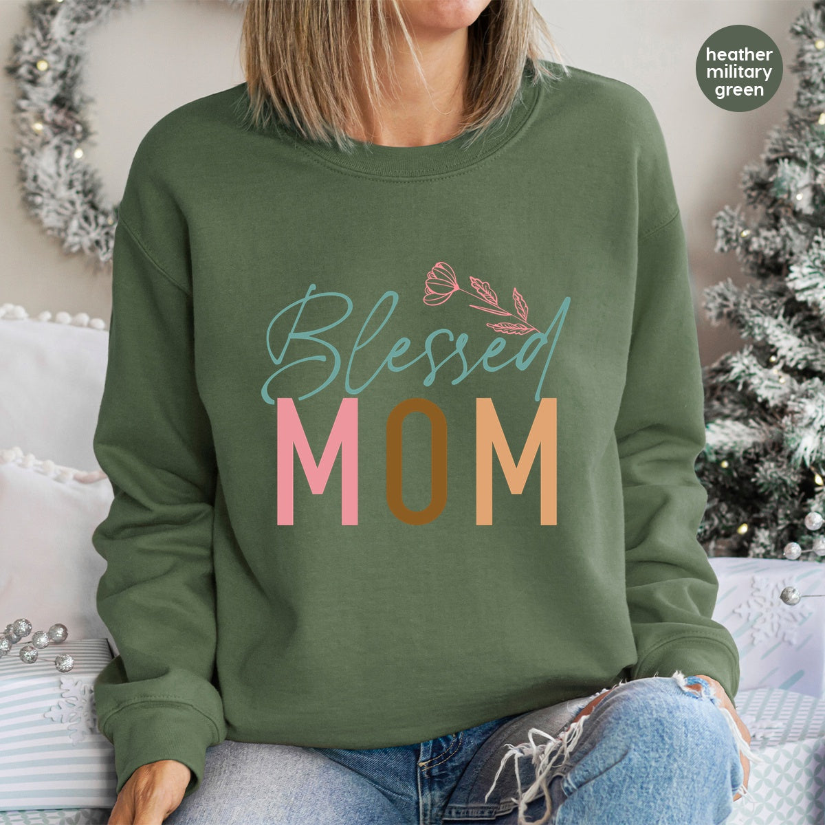 Mother's Day Blessed MOM DTF Transfer Ready To Press Floral Design for T-shirt & Apparel Gift for Moms