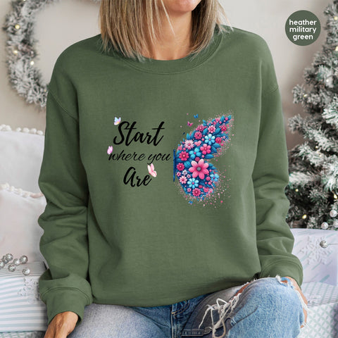 Boho Whimsical Floral Butterfly DTF Transfer for Women's Shirts & Apparel - Ready to Press Nature Lover Gift