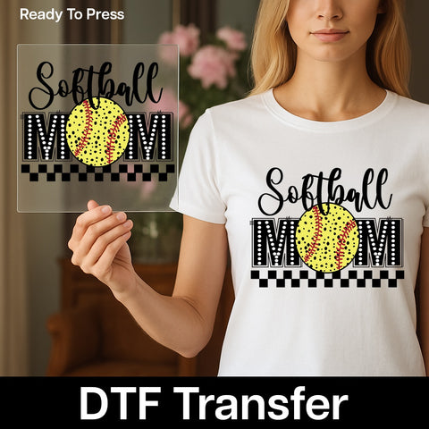 Softball Mom Bold & Sporty Ready To Press DTF Transfer for Mother's Day Apparel & Gifts