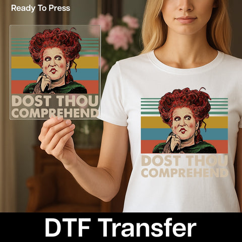 Humorous Halloween Witch DTF Transfer, Iron-On Ready for Halloween Parties, Funny Retro Witch Shirt for Cosplay & Group Celebrations