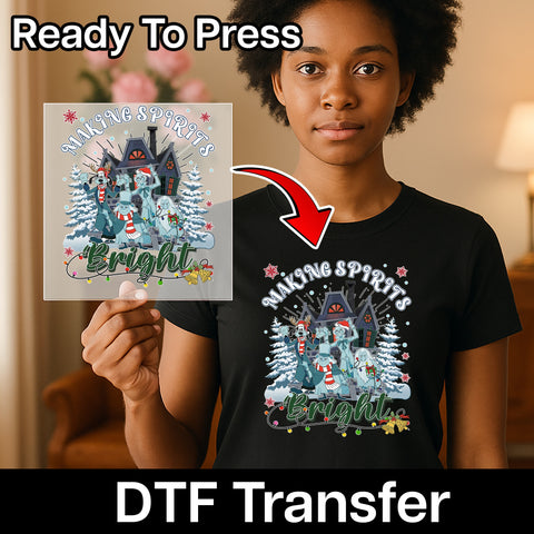 Funny Christmas Halloween Crossover DTF Transfer T-shirt for Group Parties & Family Celebration