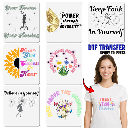 Cute Boho Spirit Happy Mind Happy Life DTF Transfer Iron-On for Women's Wellness T-Shirts & Sweatshirts