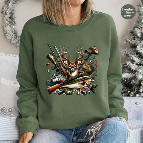 Iron-On Outdoor Adventure DTF Transfer - Cute Hunting & Fishing Design for Enthusiasts | Ready To Press Apparel Graphics