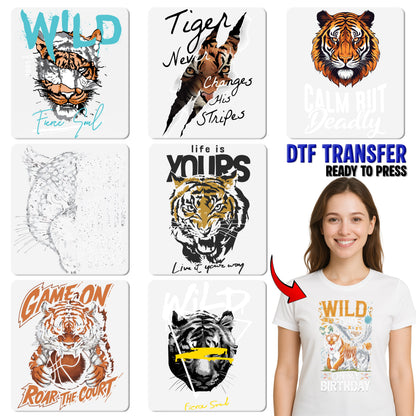 Iron-On Punk Tiger DTF Transfer For Rock Enthusiast Shirts & Edgy Apparel - Fun Festival & Biker Group Design