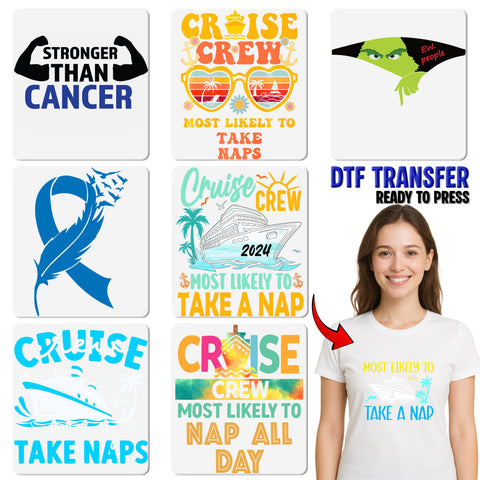 Funny Cruise Vacation DTF Transfer Ready to Press for Family & Friends T-shirt - Retro Cruise Ship & Palm Trees Design