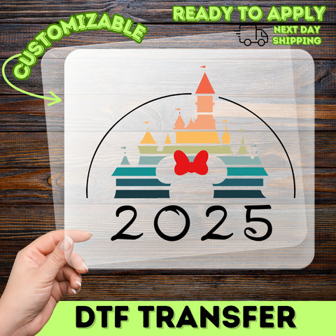 Magic Kingdom Vibes Cute DTF Transfer for Family Vacation Shirt & Retro Mouse Ears Theme Park Tee Ready To Press