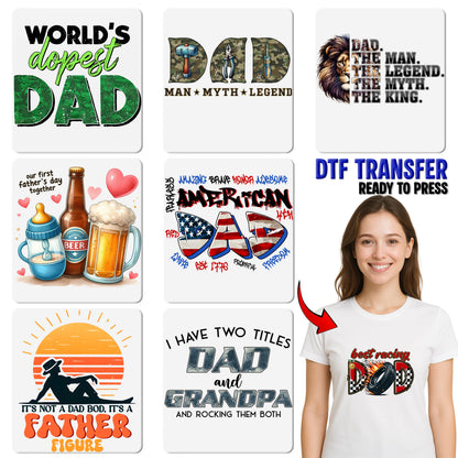 Funny First Father's Day Baby & Beer Cartoon DTF Transfer, Ready To Press Iron-On for New Dad T-shirts & Apparel