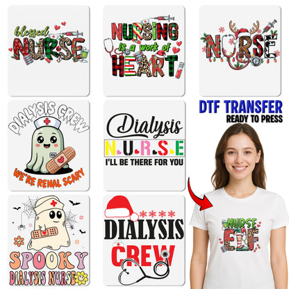 Festive Nurse Leopard Santa Hat DTF Transfer Iron-On Ready to Press Christmas Nurse T-Shirt Apparel
