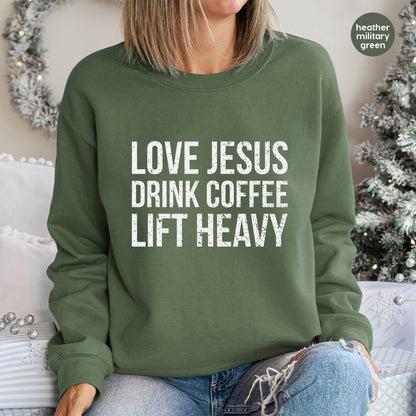 Iron-On Christian Fitness Coffee & Weightlifting DTF Transfer for Gym Enthusiasts Apparel T-shirt Ready to Press