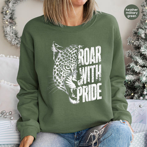Roar with Pride Leopard DTF Transfer for Motivational Sports & Team Spirit Apparel Shirts Ready To Press