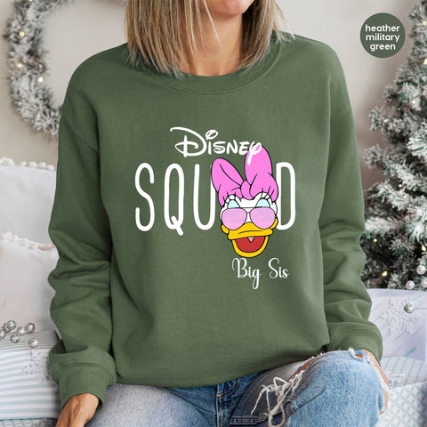 Cute Disney Squad Big Sis DTF Transfer, Iron-On Ready for T-Shirt, Fun Family Disney Tee Design, Perfect for Sisterhood Trip