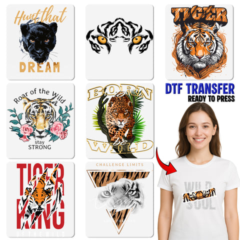 Stay Wild Adventure DTF Transfer Iron-On for Nature Enthusiasts & Animal Lovers, Fierce Tiger Wildlife T-Shirt or Sweatshirt