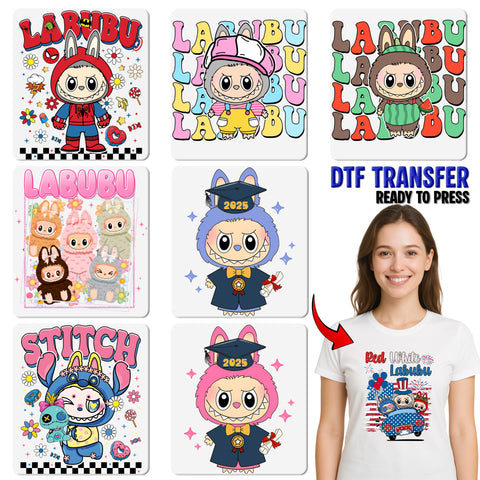Cute & Funny LABUBU Animal Costume DTF Transfer, Ready to Press Iron-On for Family T-Shirt or Hoodie, Perfect for Birthday Party