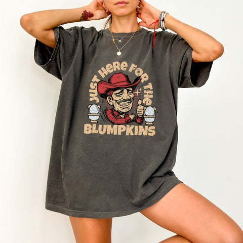 Funny Halloween Cowboy DTF Transfer, Ready to Press Blumpkins Humor Iron-On for Adult Party Shirts, Retro Comic T-shirt Design