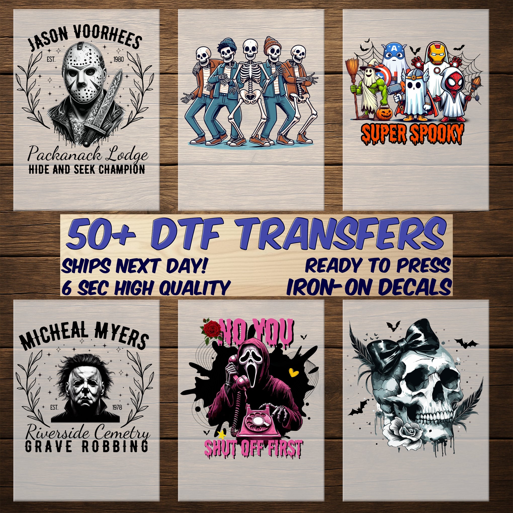 Gothic Skull DTF Transfer Iron-On Halloween Horror Design for Alternative Apparel
