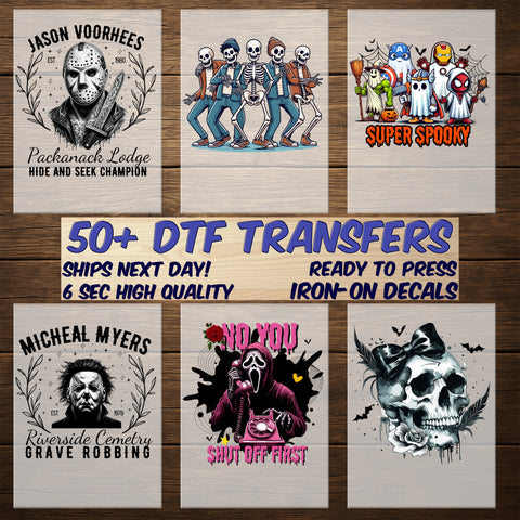 Gothic Skull DTF Transfer Iron-On Halloween Horror Design for Alternative Apparel