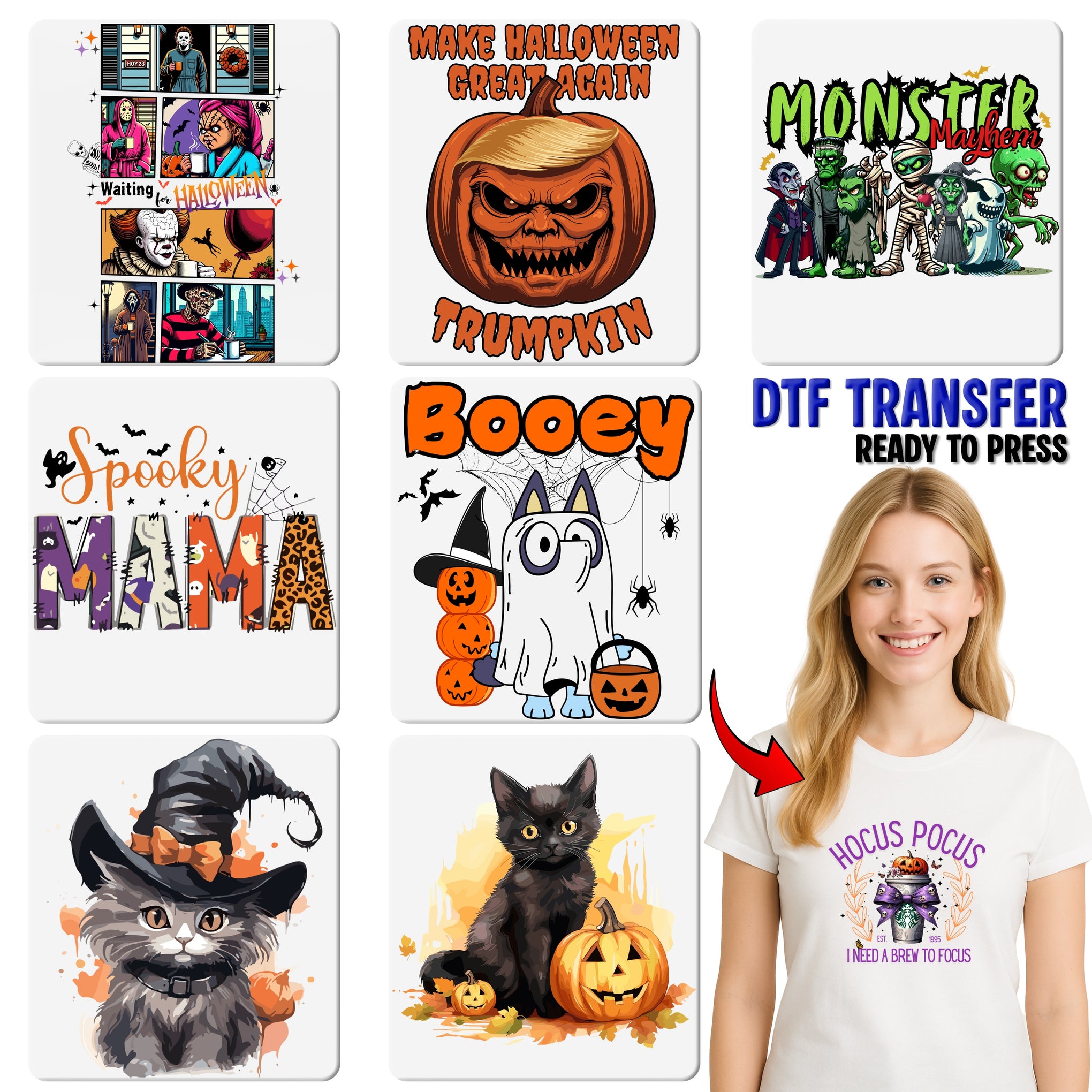 Funny Halloween Truck DTF Transfer | Ready to Press Pumpkin Patch Big Rig Shirt | Cute Witch Hat Vintage Apparel for Halloween Lovers