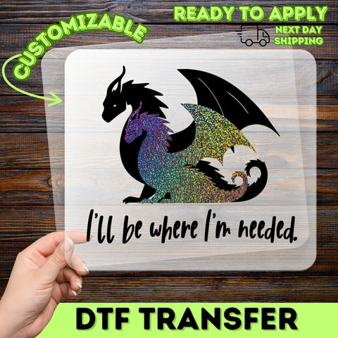 Fantasy Cute Dragon DTF Transfer for Kids & Adults Apparel – Ready to Press Holographic Mythical Art for Shirt and Sweatshirt