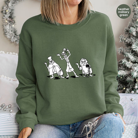 Cute Halloween Cartoonish Ghost Trio DTF Transfer Ready To Press Iron-On for Family T-Shirts and Sweatshirts